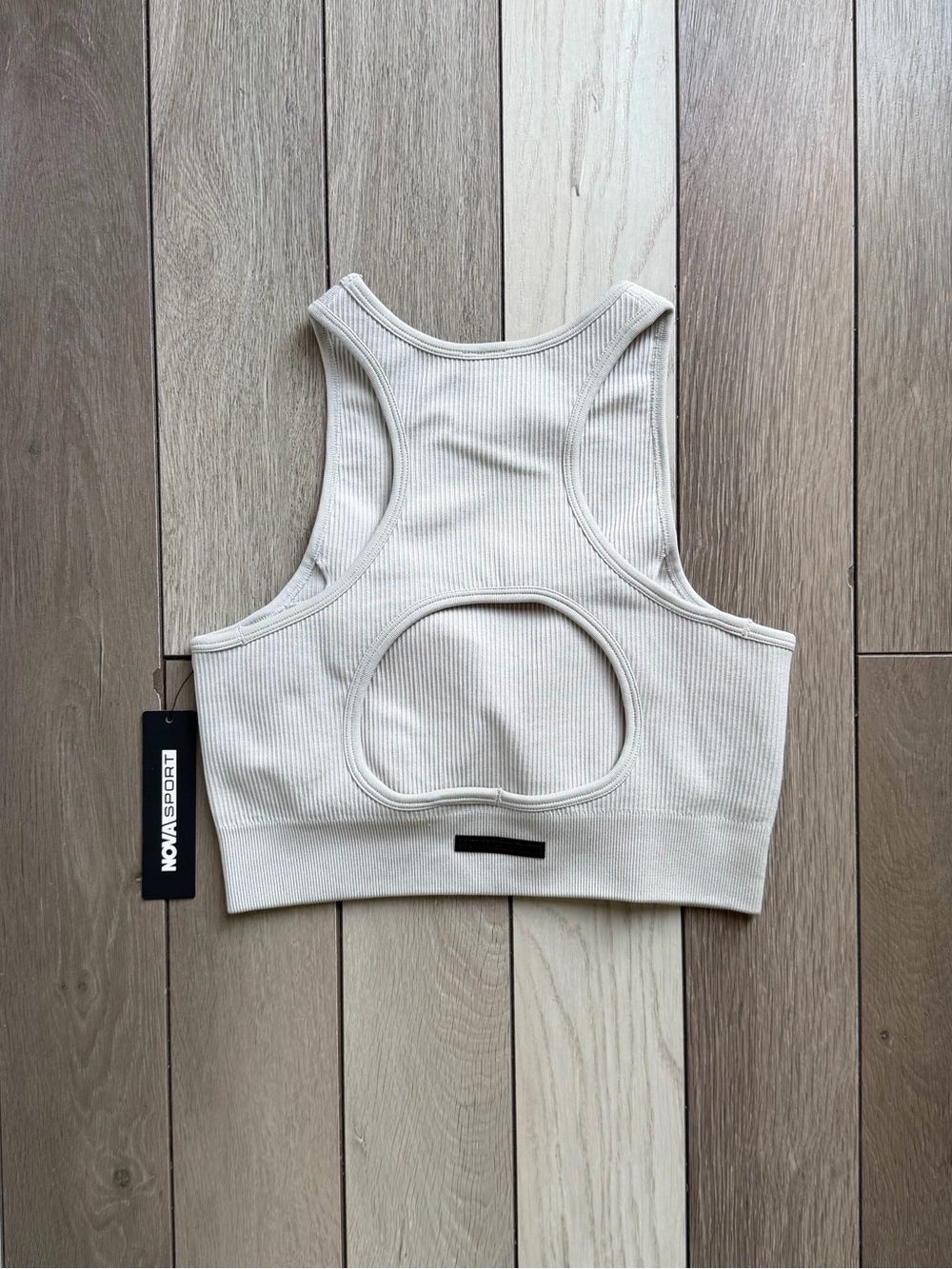 FASHIONNOVA Sport Ribbed Cutout Racerback Sports Bra - Grey